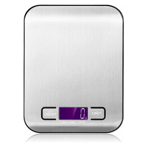 Balance de cuisine, balance alimentaire, balance de cuisine avec tare/écran LCD/acier inoxydable, capacité maximale 5 kg, précision de 1 g-AquaForge (1/5)
