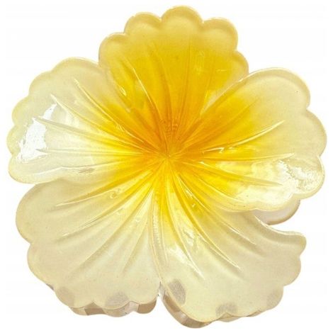 Pinza para el cabello XL con diseño de flor de hibisco degradada en amarillo, 7,5 x 7,5 cm SP385 (1/4)