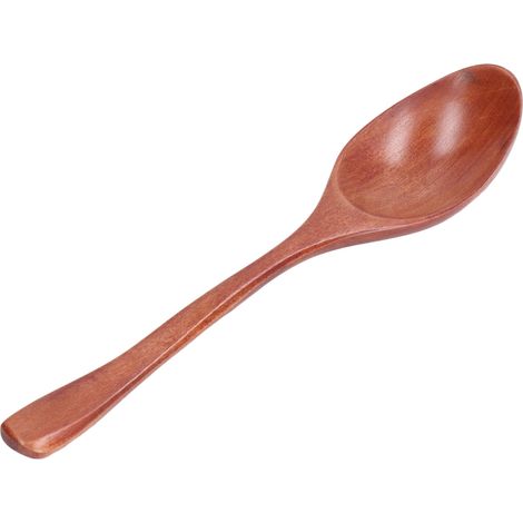 Cuillère en bois portable et inoffensive pour riz, soupe et dessert, ustensile de cuisine pour la maison et le bureau (1/5)