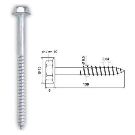 10 pezzi VITE VITI AUTOFILETTANTI PER LEGNO ZINCATE TESTA ESAGONALE 6.5x120 mm