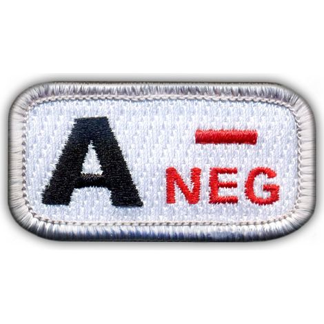 Patchion Blutgruppe A „neg“ weiß/rot – zum Aufbügeln/Heißsiegeln – gestickter Aufnäher/Abzeichen/Emblem