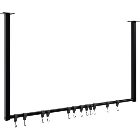 Appendiabiti/appendiabiti sospeso con 12 ganci 100x60 cm acciaio verniciato a polvere nero 100009007