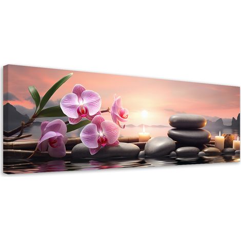 Tableau sur toile Design zen rose 90x30 (1/5)