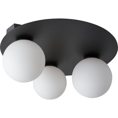 Plafonnier rond noir 3 globes verre Argon G9 Sigma (1/3)