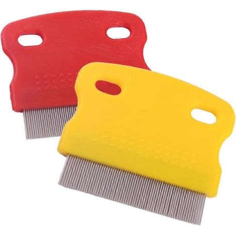 Peigne pour animaux en acier inoxydable, outil de toilettage compatible avec l'élimination des puces, lot de 4, couleurs assorties (1/5)