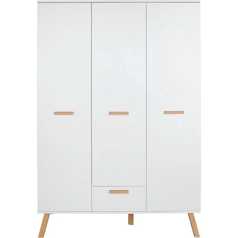 Armoire de rangement 3 portes 1 tiroir mélaminé blanc Mathys (1/5)