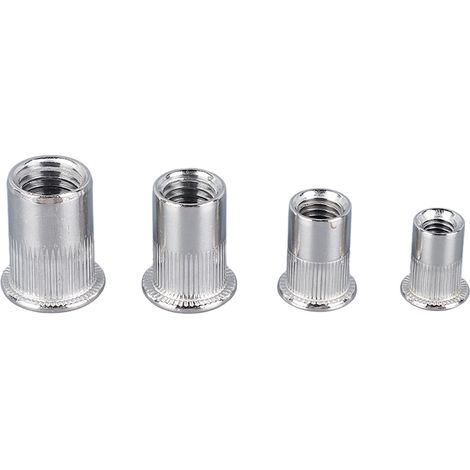 Assortiment de 120 écrous à sertir, en acier inoxydable 304, à tête plate et douille filetée rainurée, tailles M6, M8, M10, M12 (1/5)