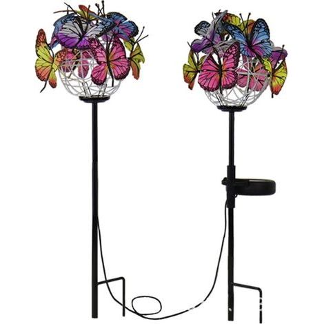 Lampes de Jardin Solaires Extérieur, 2 Pièces Papillon Lumières Solaires Extérieur Eclairage Jardin Déco, Lumière Lampe pour Jardin, Passage, Anniversaire, Décoration de Fête, IP65 Étanche (1/5)