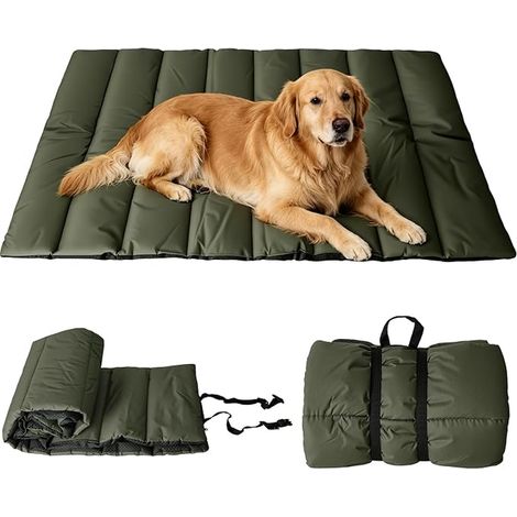 Dog Mat, 110 x 68 cm, Washable, Waterproof, Non-Slip, Folding Outdoor Dog Blanket, Mat for Travel, Camping, Car Boot, Picnic (Green) (1/4)