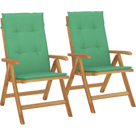 Maison Exclusive - Sillas de jardín reclinables y cojines 2 uds madera maciza teca (1/5)