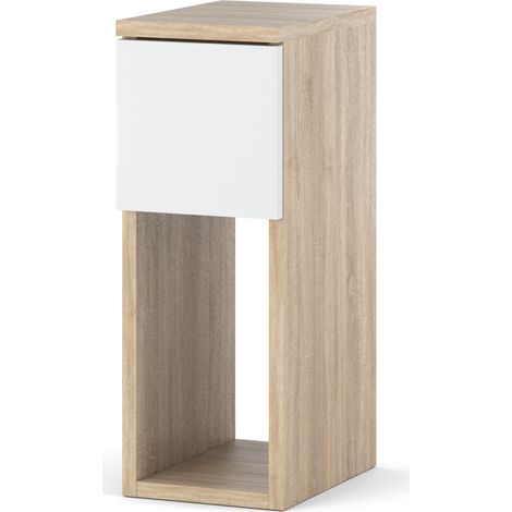 Nachttisch Sonoma Eiche & Weiß Matt 20 cm - moderne Nachtkonsole mit Schublade für Schlafzimmer