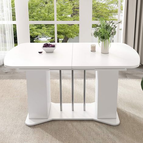Table à manger ronde Ø120x75 cm effet chêne, pieds croisés en acier, style industriel, 4 personnes (1/5)