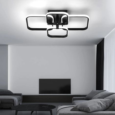 Plafonnier LED carré 51-60W, plafonnier moderne en métal et acrylique, éclairage blanc froid pour chambre salon bureau cuisine (1/5)