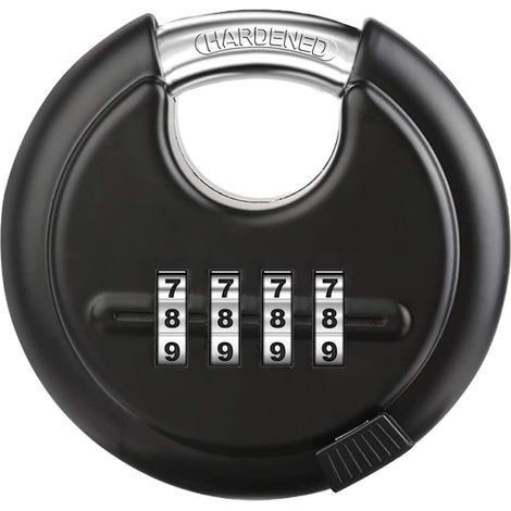 Cadenas à combinaison - Combinaison à 4 chiffres - Anse ronde résistante aux intempéries - Portail - Coffres-forts - Remorques - Épaisseur de l'anse : 10 à 70 mm - Noir (1/5)