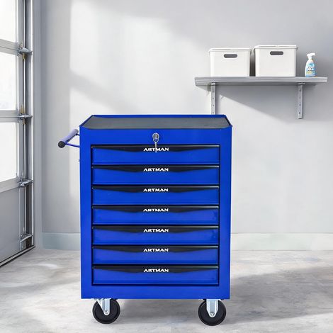 Servante d'atelier coloris noir bleu en acier 60 x 33 x 77,5 cm (1/5)