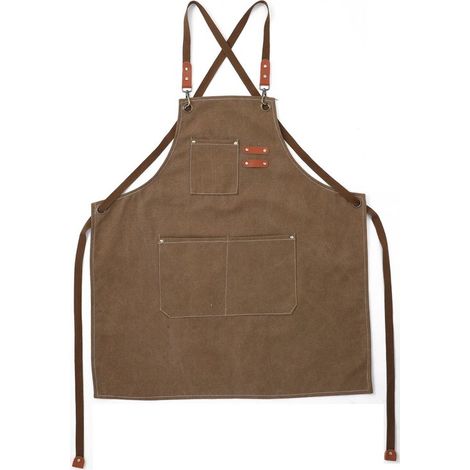 Grembiule da uomo in tela, con 3 tasche, impermeabile, regolabile, grembiule da cucina per uomo e donna, grembiule per grigliate, ristoranti e giardinaggio. (1/5)