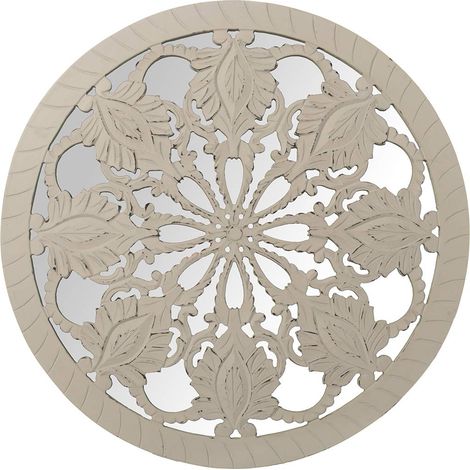 Table Ronde en Bois MDF ajouré avec Miroir en Blanc 60 x 2 cm (1/4)