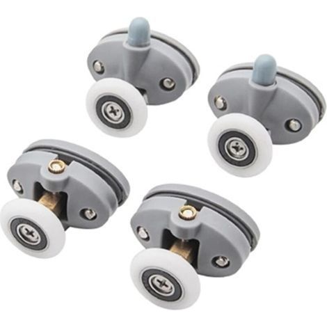 Porte De Douche Roues Runner, Poulies en Plastique ABS Rouleaux De Portes Coulissantes pour roulettes De Douche Cabine Salle De Bain (Color : 2pcs up 2pcs Down, Size : 23mm) (1/5)