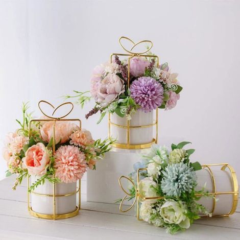Fleur artificielle en pot, petite plante décorative d'intérieur pour salon ou bureau. 3 couleurs au choix.violet (1/4)