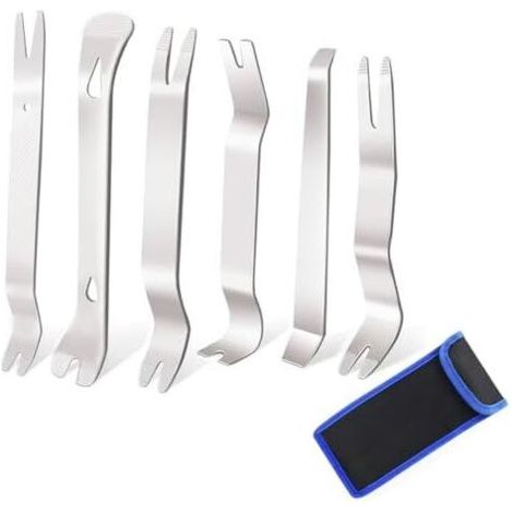 Lot de 6 Cales Garniture + Outil à Levier - en Acier Inoxydable pour Le démontage Voiture revêtement Porte (1/5)