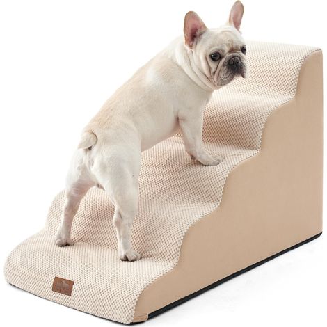 1 Escalier pour Chien 5 Niveaux, Mousse Haute Densité, Housse Lavable, Pour Lit et Canapé (1/5)