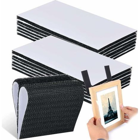 Adhesif Double Face Extra Fort Scratch Autocollant Double Face Rubans Adhésifs Bande Scratch Adhésive Bande Auto-Adhésif Bande Noir,20Pcs (1/5)