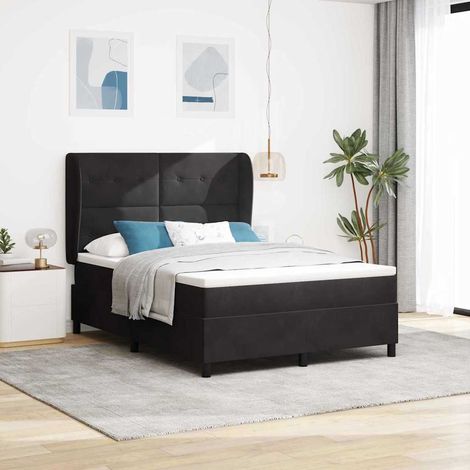 Cama tipo Box Spring con cabecera Negro 200 x 160 cm Terciopelo (1/5)