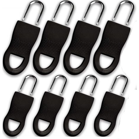 INF Tirette pour glissière à fermeture éclair, lot de 8, noir (1/5)