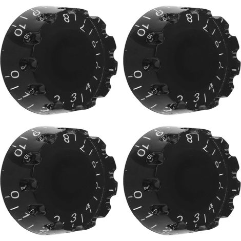 Boutons de remplacement pour guitare basse - 4 boutons noirs en plastique professionnels - 24 crans fins pour potentiomètre (1/5)