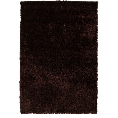 Tapis shaggy brun doux et moelleux en polyester - marron chocolat profond (1/5)