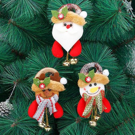 3 Pcs Cloche De Nol Petit Pendentif Nol Double Cloche Dessin Anim Tte Vieil Homme Pendentif Arbre De Nol Dcoration Cadeau (1/5)