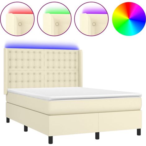 Maison Exclusive - Boxspringbett mit Matratze & LED Creme 140x200