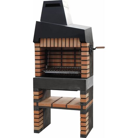 MOVELAR - Barbecue préfabriqué à bois et charbon en béton réfractaire modèle California Plus Full Grill (Gris, Orange - 86,5 x 58 x 215 cm) REF: M00134 - Grill argentin cuisine extérieure (1/2)