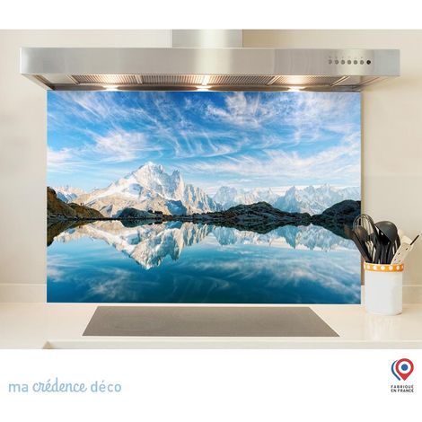 Fond de hotte : Lac et Mont Blanc 2 - Verre trempé - 60 cm - 45 cm (1/5)