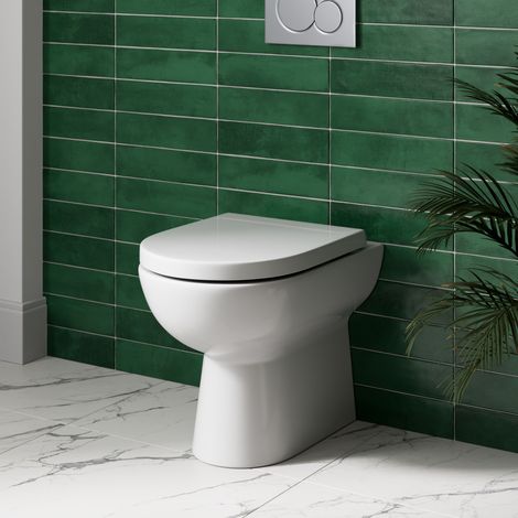 BTW Back to Wall Toilet WC Pan Soft Close Seat Concealed Cistern Floor Fix Kit (1/5)