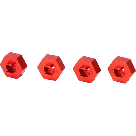 4 Pièces Adaptateur de Roue Hexagonale 12mm en Alliage d'Aluminium pour Voiture RC Traxxas LaTrax 1/18 Rouge (1/5)