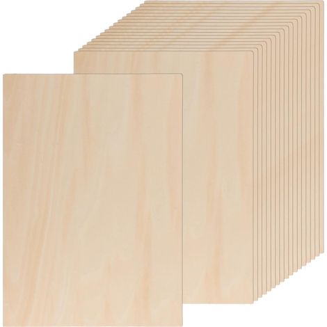 Lot de 18 Contreplaqué 3 mm, 400 x 300 x 3 mm, Feuilles de bois de tilleul, contreplaqué rectangulaire, pour l'artisanat, la gravure laser, le bricolage, la peinture, l'art, la combustion du (1/5)