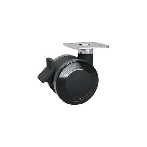 RUOTE ANTITRACCIA IN POLIURETANO CON PIASTRA GIREVOLE E FRENO 172BIS- - ø mm.50 piastra mm.38x38 - mm.58h. port. kg.45 - 4 pezzi AVO
