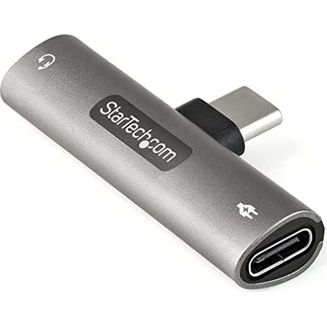 StarTech.com Adattatore USB C Jack audio - Caricatore USB-C e Adattatore cuffie /spinotto audio 3.5mm. Caricabatterie USB Type-C Power Delivery Pass-through da 60W - Per telefono/tablet/portatile USB- (1/5)