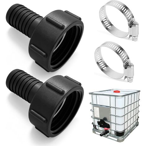 2 Pièces Adaptateur IBC S60x6 Vers Embout de Tuyau, Filetage Intérieur Sur Douille 60 mm Tuyau D'Arrosage Adaptateur de Tuyau de Réservoir Adapté pour Large Gamme de Tuyaux et de Vannes (1/5)