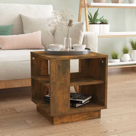 vidaXL Coffee Table Smoked Oak 40x40x43 cm Engineered Wood (1/5)