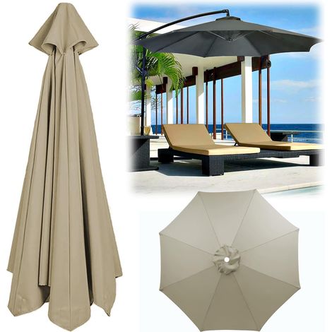 Toile de Rechange Parasol de Jardin Exterieur Deporte 3x3 Polyester imperméable 8 Bras Dessus Parapluie Remplacement,gris clair