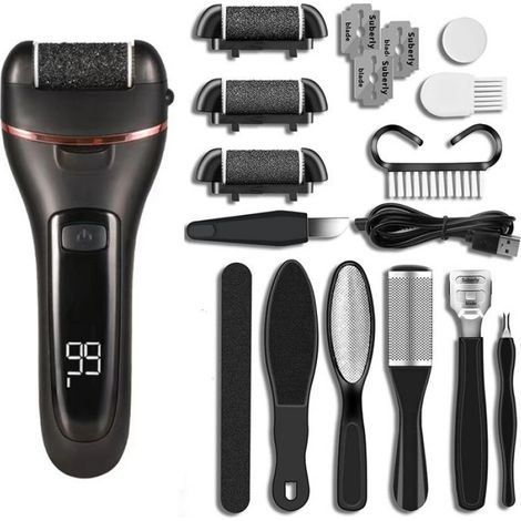 Ponceuse Électrique pour Pieds - - Rechargeable - Étanche IPX7 - Écran Digital - Noir (1/5)