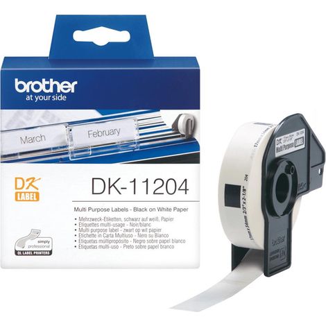 Brother DK11204 Rotolo di etichette 54 x 17 mm Carta Bianco 400 pz. A tenuta permanente Etichetta per indirizzo (1/4)