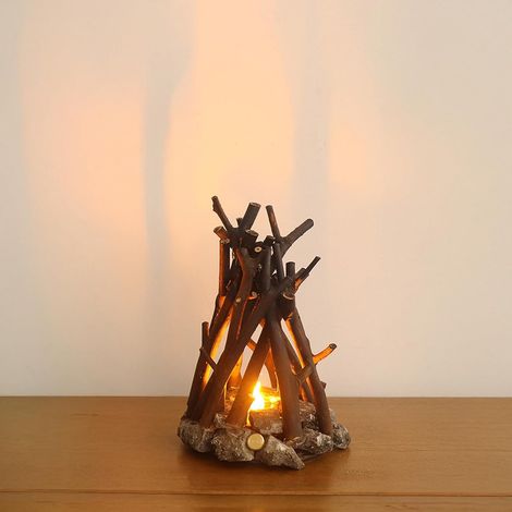 LED-Nachtlicht – dimmbare LED-Lampe in Form eines Lagerfeuers aus Holz mit 3 Leuchtmodi und Flammengeräusch – USB-betriebenes Nachtlicht für Kinder und Schreibtische (1/5)