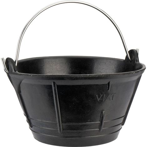 Schwarzer italienischer Gummibehälter 10 l mit Metallgriff.