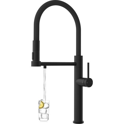 Robinet de cuisine 3 voies pivotant à 360° - Mitigeur 3 en 1 pour filtre à eau osmose - Robinet de cuisine avec douchette extensible - Robinet d'eau potable à levier unique en acier inoxydable