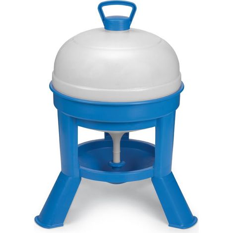Abreuvoir poule siphon 20L en plastique bleu et blanc – 3 pieds – Réservoir à vanne pour eau propre – Facile à nettoyer – Gaun (1/2)