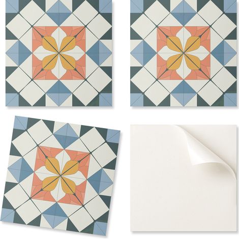 Baldosas decorativas de vinilo autoadhesivas para el hogar con estampado geom茅trico floral, 20x20x20 cm.