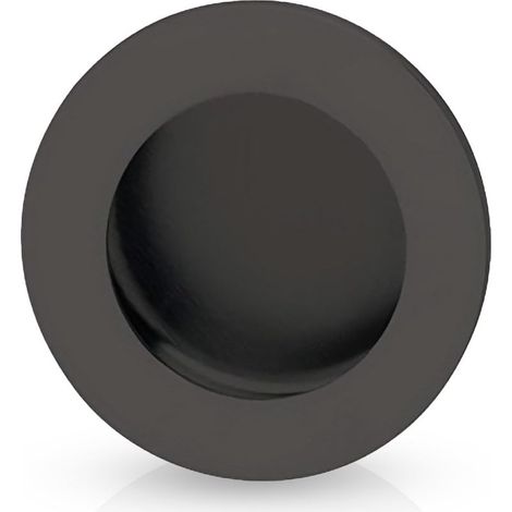 Poignée de porte coulissante coquille encastrée 1 poignée noire mate Ronde Ø 60 mm Ferrure à encastrer (1/5)